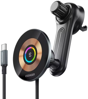 Автодержатель для телефона ESSAGER Arpege 15W Magnetic Wirless Car Charger with Phone Holder Function (Rotate Version) Black (EZJCX-GY01B-Z)