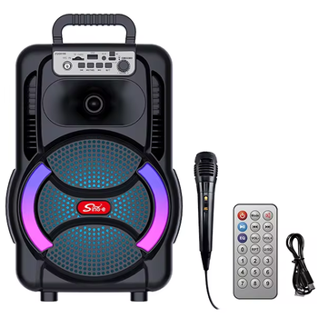 Беспроводная караоке колонка с микрофоном, пультом и RGB-подсветкой ZQS8166W Черный