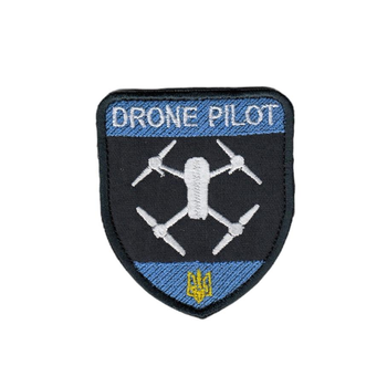 Шеврон патч на липучці Оператор дрона drone pilot пілот дрона на чорному тлі, 7*8см.