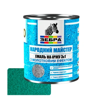 Эмаль антикоррозионная Zebra 3 в 1 НМ Молоткова 38 темно-зеленая 0,7 кг