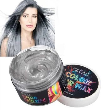 Временная краска-воск для волос Melao серебристая Silver Gray Цветной воск для волос 120 ml