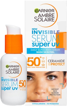 Сонцезахисна сироватка для обличчя Garnier Ambre Solaire Invisible Super Uv SPF 50 30 мл (3600542525619)