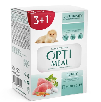 Вологий корм для цуценят Optimeal Puppy індичка та морква в соусі, 4х100 г