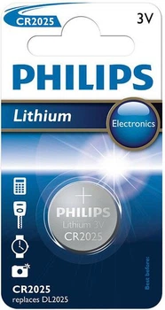 Батарейка таблетка для часов PHILIPS Lithium CR2025 1шт