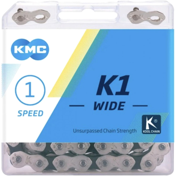 Ланцюг велосипедний KMC K1-W 1/2x1/8x110L 1 шв. Срібний/Чорний (00885.)