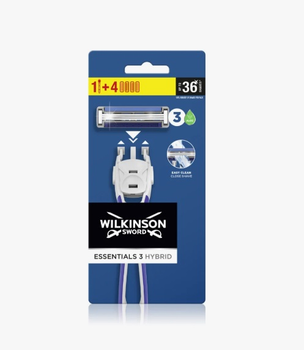 Верстат чоловічий для гоління Wilkinson Sword Essentials 3 Hybrid з 4 змінними картриджами
