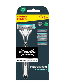 Верстат для гоління чоловічий Wilkinson Sword Quattro Sensitive + 4 змінні картриджі