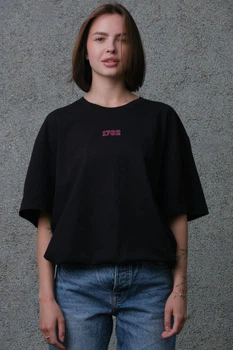 Жіноча Оверсайз Футболка З Принтом Without Pink 1702 2XL/3XL Black