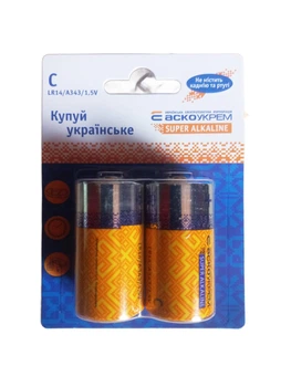 Батарейка щелочная АСКО-УКРЕМ C.LR14.BL2 (blister 2) 2 шт (99111)