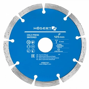 Диск алмазный сегментированный Hoegert 125х2,0х22,23мм 1шт (HT6D751)