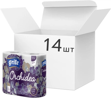 Упаковка туалетного паперу Grite Orchidea 17.4 м 145 відривів 3 шари 4 рулони х 14 шт (4770023348101)