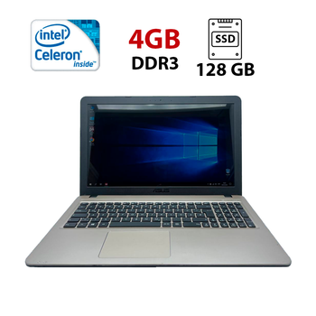 Ноутбук Asus VivoBook 540SA / 15.6" (1366x768) TN / Intel Celeron N3050 (2 ядра по 1.6 - 2.16 GHz) / 4 GB DDR3 / 128 GB SSD / Intel HD Graphics / WebCam б/у