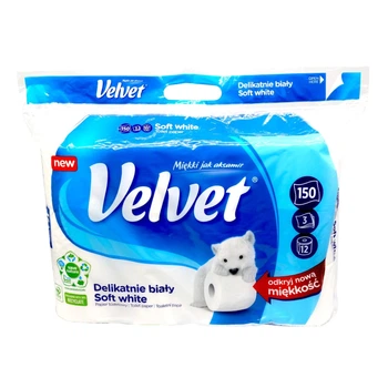 Туалетний папір Velvet Soft 12 рул 3 шари 150 відривів