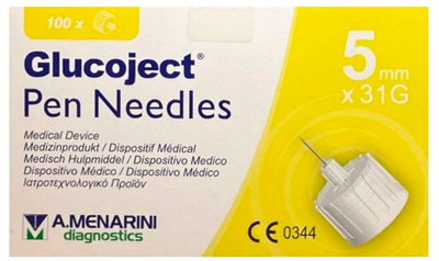 Igła do strzykawki Menarini Glucoject Insulin Needle 31G x 5 mm 100 szt (8012992467893)