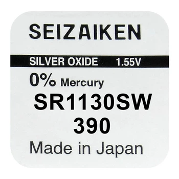 Батарейка серебрянно-цинковая Seiko 390 (SR1130SW/SR54), 1.55V, блистер