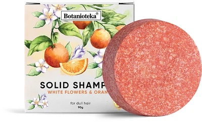 Твердий шампунь для тьмяного волосся "Апельсин і білі квіти" - Botanioteka Solid Shampoo For Dull Hair 90g