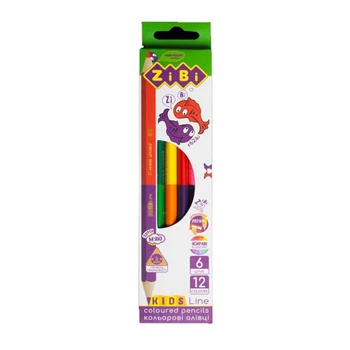 Карандаши цветные ZiBi Kids Line двусторонние 6 шт. 12 цветов (ZB.2462)