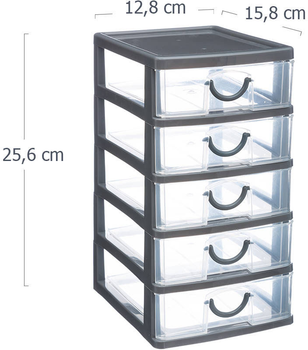 Organizer na drobiazgi 5five Simply Smart z 5 szufladkami 13 x 16 x 26 cm (3560234521230)