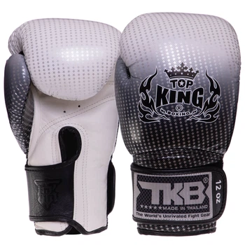 Перчатки боксерские кожаные TOP KING Super Star TKBGSS-01 (размер 8 oz, Черный-серебряный)