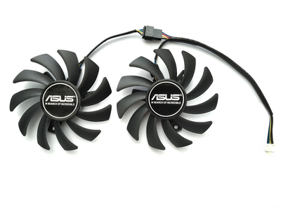 Вентилятор кулер Everflow для видеокарты ASUS (orgnl) 75 мм 4-pin T128010BH (FD7010H12S T128010SH T128010SU FD7010H12D PLD08010S12HH) комплект 2 шт (№85.8)