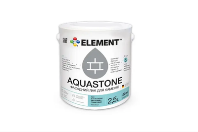 Лак для каменю мокрий ефект Фасадний ELEMENT AQUASTONE, 2,5 л