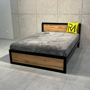Ліжко двоспальне MebliRoMax Loft 140х200 Дуб Тахо /Чорний (000083198)
