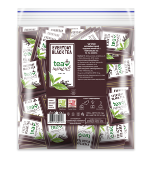 Чорний чай без добавок і ароматизаторів Tea Moments Everyday Black Tea 50 пакетів в індивідуальних конвертах