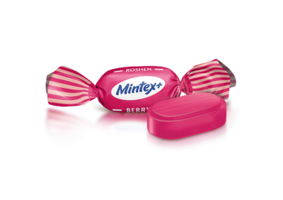 Карамельні цукерки льодяники Roshen Mintex + Berry зі смаком лісових ягід та м'яти 250 грамів