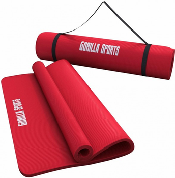 Килимок для тренувань, йоги, пілатесу Gorilla Sports Deluxe 190 х 60 х 1.5 см червоний (4260200843630)