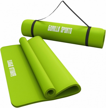 Mata do ćwiczeń, jogi, pilatesu Gorilla Sports Deluxe 190 x 60 x 1.5 cm limonka (4260200847201)