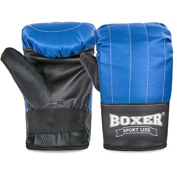 Снарядные перчатки Кожвинил BOXER Тренировочные (р-р L, Синий-черный) (2015_Синий-черный_L)