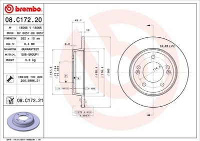 Диск тормозной Brembo (08C17220)