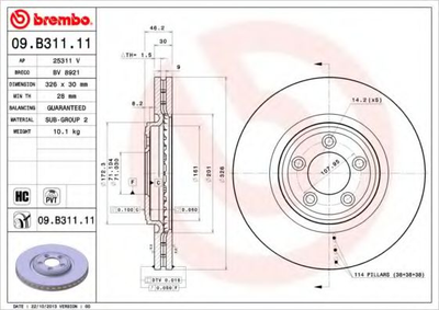 Диск тормозной Brembo (09B31111)