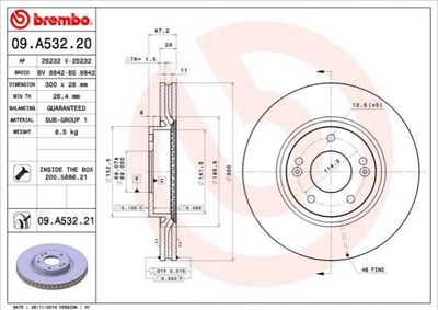 Диск гальмівний Brembo (09A53220)