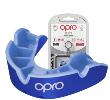 Капа OPRO Silver для боксу та єдиноборств доросла 11+ темно-синьо-синя (708E919783FA)