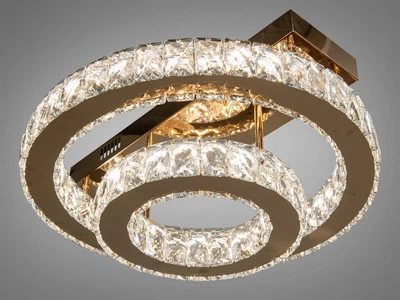 Хрустальная LED люстра для зала 40W золото с пультом 7708-2D/G