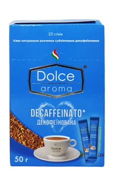 Кава Dolce Aroma розчинна Decaffeinato в стіках 25 шт/уп (57904)