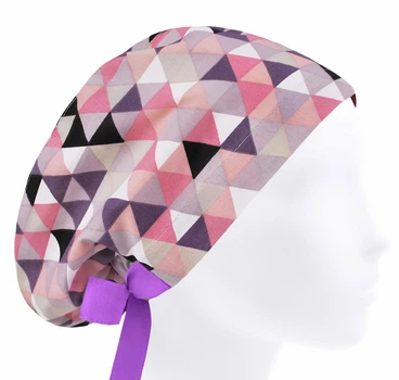 Медицинская шапочка женская HeadwearUniverse универсальная принт Треугольники сиреневые