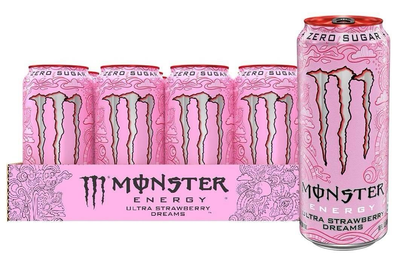 Упаковка безалкогольного енергетичного напою Monster Energy Ultra Strawberry Dreams 500 мл х 12 банок енергетик