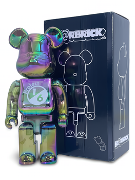 Статуетка Bearbrick x Project 1/6 x Clear Chrome Black 400% 28 см Medicom Toy Матриця