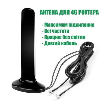 Антенна MIMO всенаправлена для 4G/5G роутеров 12 dBi на магните |2xTS-9||600-6000 МГц||2x3m|