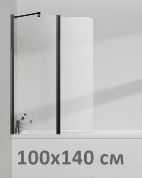 Скляна шторка для ванни AVKO Glass W436 Чорний, двостороння, гартоване скло Simply Glass, 60+40х140 см