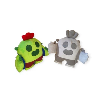 Набір іграшка Спайк Кактус і його скін Спайк сріблястий Brawl Stars 27 см .