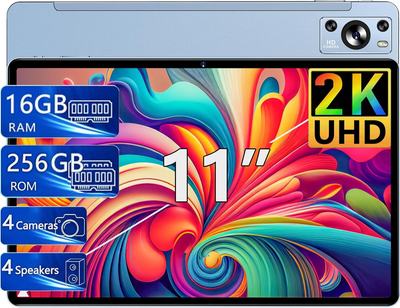 Планшет 11" Jusyea J9 16/256Gb 8 ядер Android 13 8000 mAh Черно-Голубой