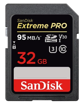 Карта памяти SanDisk 32GB SDHC V30 UHS-I U3 R95/W90MB/s Extreme Pro (SDSDXXG-032G-GN4IN)