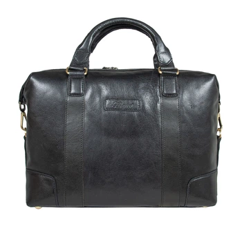 Чёрная деловая сумка для документов и ноутбука Ashwood G34 Black