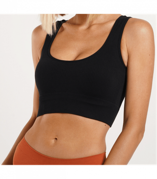 Привлекательный и комфортный эластичный топ в рубчик TOP RIB - Giulia - TOP RIB - S/M - Black