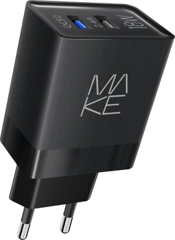 Сетевое зарядное устройство Make 18 W QC3.0 + 2.4 A Black (MCW-322QBK)