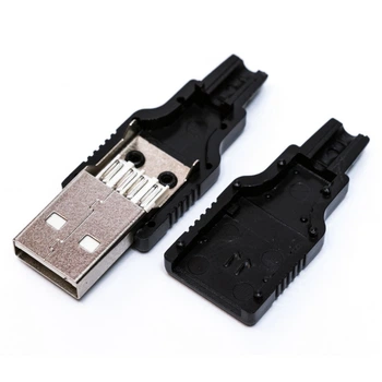 Штекер USB A 5pin розбірний прямий чорний