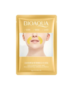 Гидрогелевые патчи на носогубную зону Bioaqua Gold Smoothing And Rejuvenating Wrinkles Patch